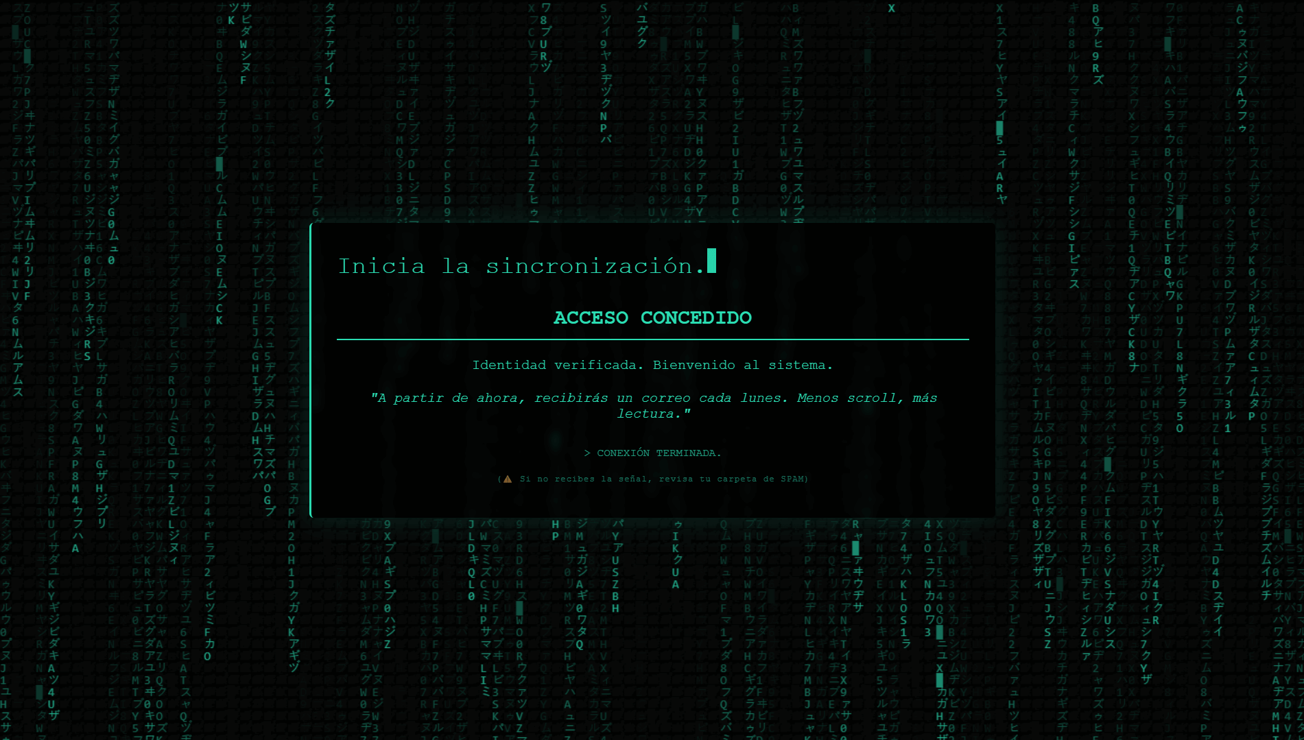 Diseño web estilo terminal futurista